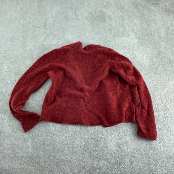 Eileen Fisher Womens Red Wool/Nylon Open Front Cardigan Sweater M 4811 - Picture 2 of 8